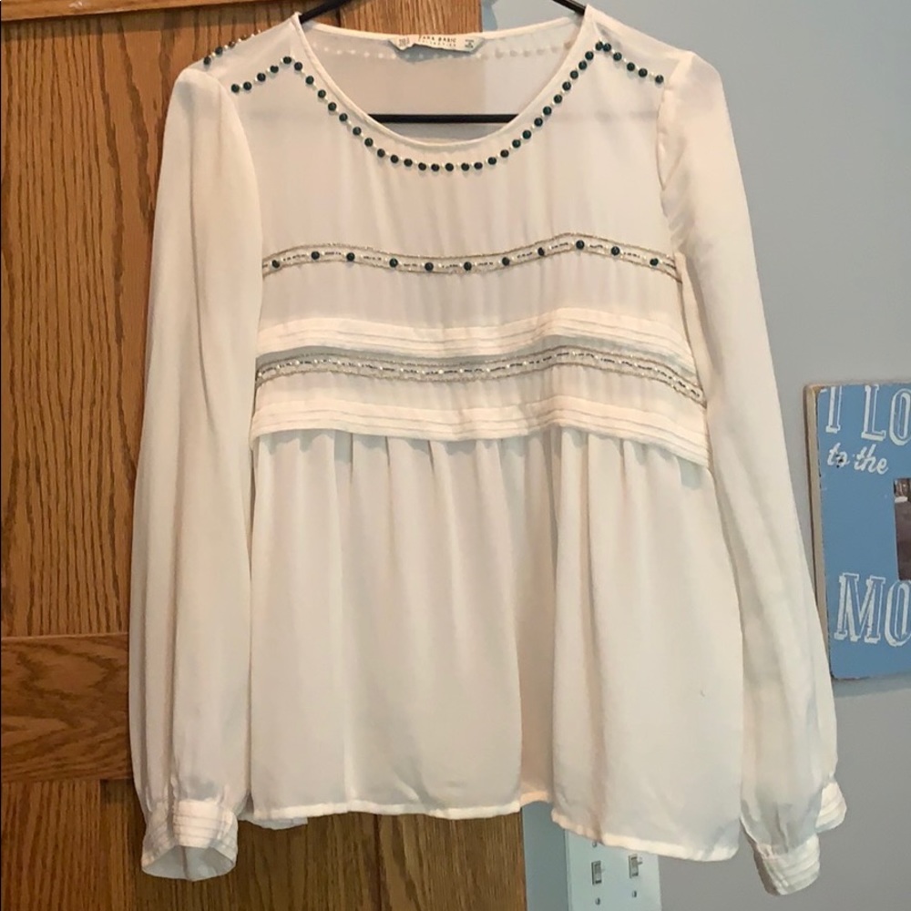 Zara Blouse Beige with embellishments